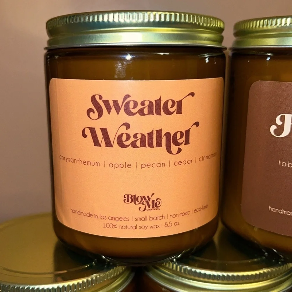 All natural soy wax, wood wick candles
